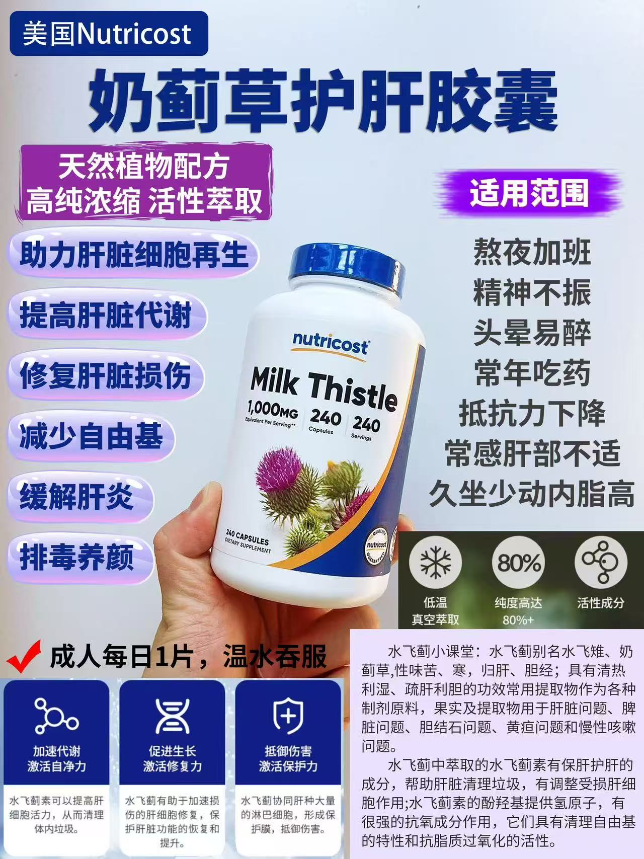 🇺🇸美国Nutricost💭【水飞蓟护肝片240粒】